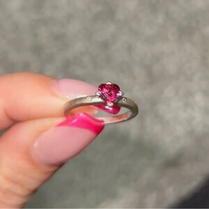 Silver Ring with pink heart